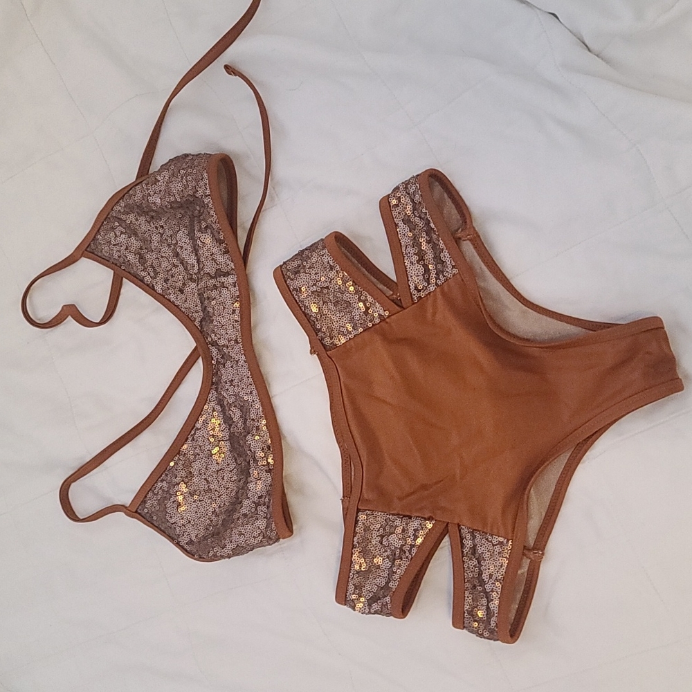Amuse society sequin bikini set small